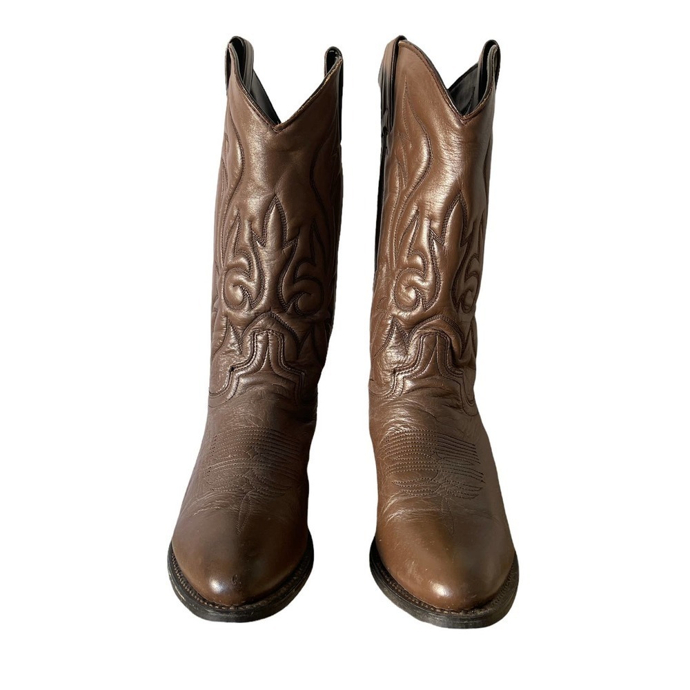 Men Western Brown Boots Size 9D Leather Upper Made in‎ USA